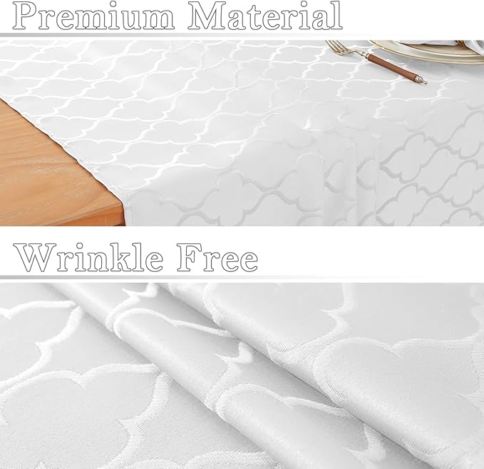 Larponder Tablecloth Rectangle, Jacquard Polyester Table Cloth, Washable & Spill Proof Table Cover for Spring Kitchen Graduation Dining Party Picnic (Rectangle, 60" x 120", White)