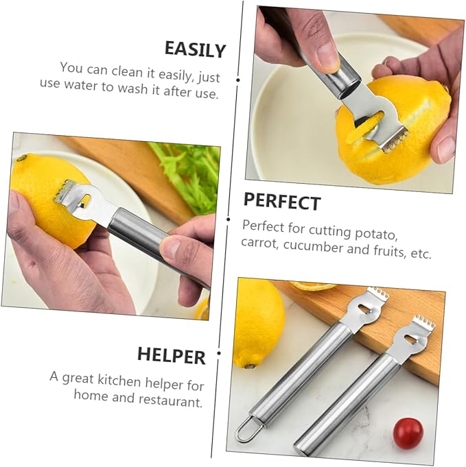 3pcs Stainless Steel Lemon Zester and Grater Kitchen Gadget for Citrus Fruits Cheese and More Easy to Clean Portable Kitchen Tool