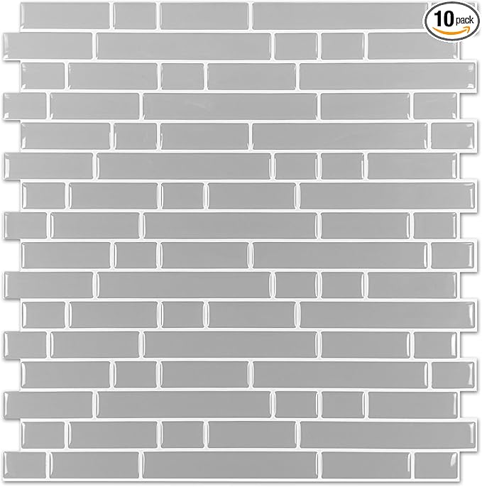 STICKGOO Peel and Stick Backsplash - 10 Sheets of 12”×12” - 3D Self Adhesive Peel and Stick Tile Backsplash for Kitchen & Bathroom
