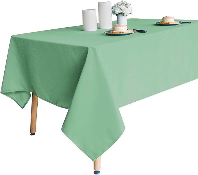 Obstal 210GSM Rectangle Table Cloth - Heavy Duty Water Proof Microfiber Tablecloth, Decorative Fabric Table Cover for Outdoor and Indoor Use (Mint Green,60 x 102 Inch)