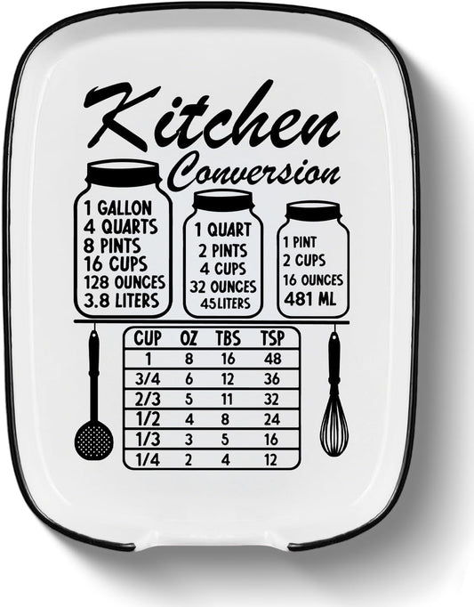 Funny Large Spoon Rest for Stove Top, Ceramic Spoon Holder for Kitchen Counter Cooking Utensil Rest, Measurement Conversion Chart Farmhouse Kitchen Decor and Accessories for Cooking Lovers