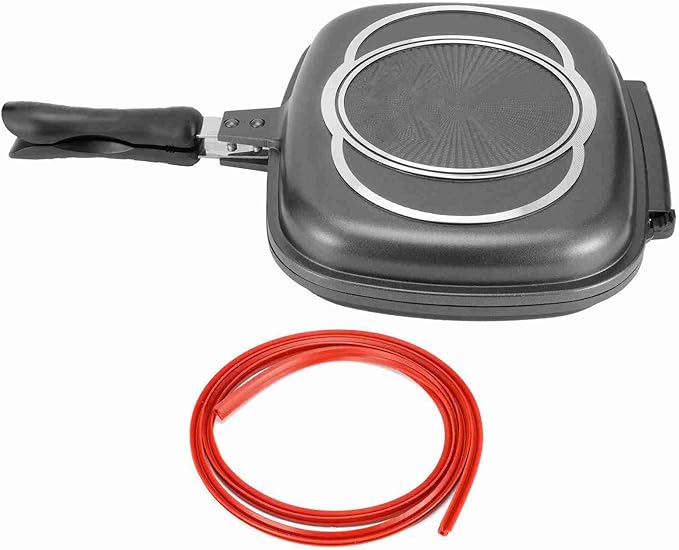 Grill Pan Frying Double Side Portable Anti Burn Handle Kitchen Supplies Grill Pot 12.6in