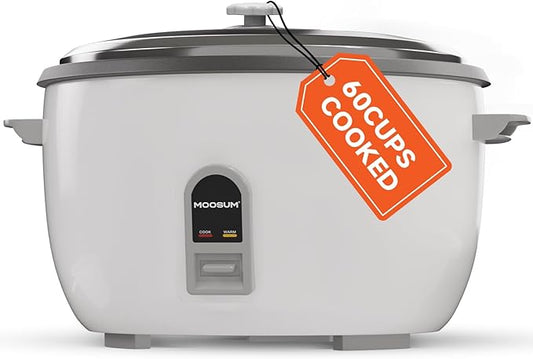 MOOSUM Commercial Rice Cooker, Large Capacity 30-Cup (UnCooked), 60-Cup (Cooked) with One Touch Operation and 12-Hour Keep Warm, Easy to Use and clean,1600W
