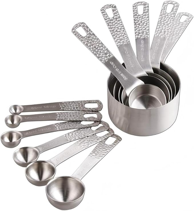 Smithcraft Measuring Cups and Spoons Set 11, Metric & US 18/8 Stainless Steel Measuring Cups and Spoons Set for Dry & Liquid, Metal 5 Measure Cups & 6 Measuring Spoons Set for Kitchen & Baking