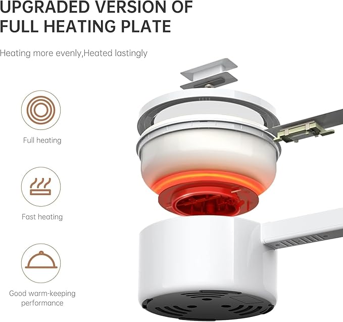 Electric Hot Pot, 1.5L Ceramic Glaze Non-stick Mini Pan, Portable Electric Pot for Steak, Egg, Fried Rice, Ramen, Oatmeal, Soup with 2 Power Adjustment, Electric Pot for Dorm