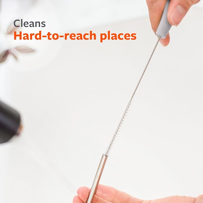 Full Circle Little Sipper, Bottle and Straw Cleaning Brush Set, Sizes for Both Narrow & Wide Straws, Gray