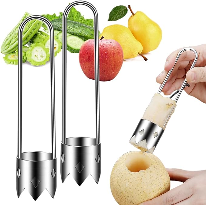 Red Bell Pepper Seed Corer, 2026 Upgraded Reusable Washable Stainless Steel Fruite Cutter Pepper Seed Remover Tool,Tool for Vegetables Fruit Corer Kitchen Gadget (2pc)