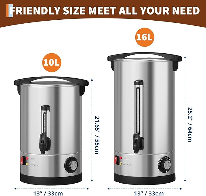 Garvee 110 Cups Commercial Coffee Urn, 16 L/4.2 gal Large Capacity Stainless Steel Hot Coffee Maker, Double Wall Heat Retention Thermal Carafe for Wedding, Buffet, Catering, Events, Party Gather