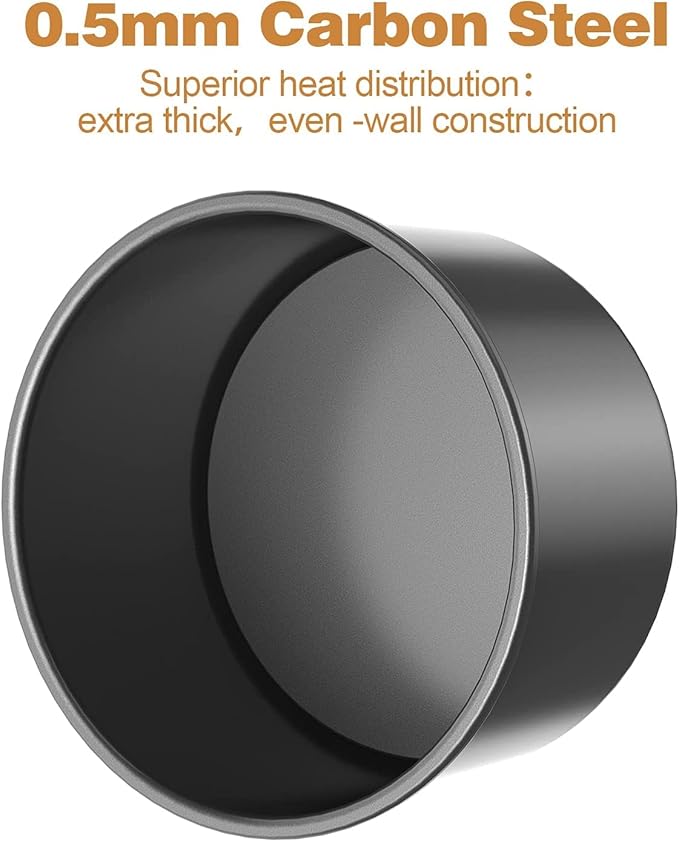CHEFMADE Bakeware Round Cake Pan 2 Pieces, 6-Inch and 8-Inch with Removable Loose Bottom Nonstick & Quick Release Coating Chiffon Bakeware for Oven and Instant Pot Baking (Black)