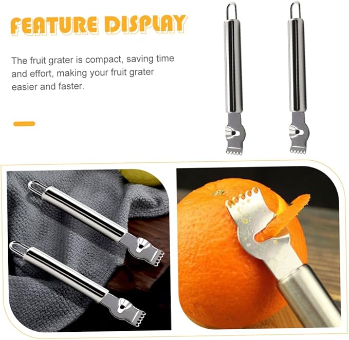 Alipis 2pcs Stainless Steel Lemon Zester and Orange Peeler Ergonomic Grater for Citrus Fruits and Vegetables Easy to Clean for Home Kitchen and Giving