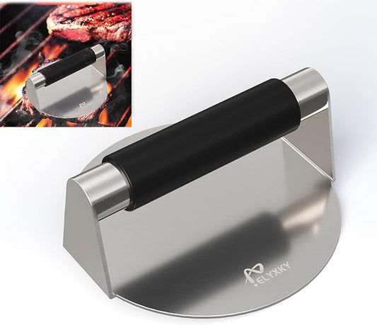 Smash Burger Press, 5.5 Inch 304 Stainless Steel Patty Maker with Handle - Dishwasher Safe for Easy Cleaning, for Smash Burgers, Sausage & Homemade Patties