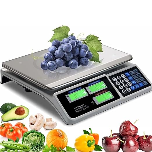 Moptyuimin Commercial Scale, 40KG/88lB Digital Price Computing Scale Weight Food Kitchen Scale Food Produce Counting Weight Scale with Dual LCD Display for Supermarket Fruit Shop Meat Store