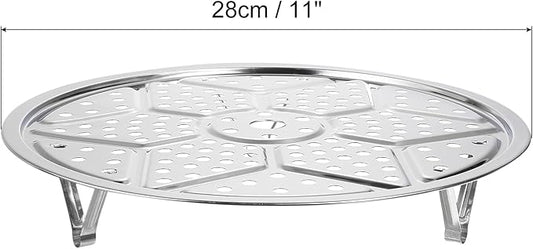 uxcell Stainless Steel Steamer Rack with Stand, 11 Inches Pot Steaming Tray for Steamer Cookware Instant Pressure Cooker, Silver Tone