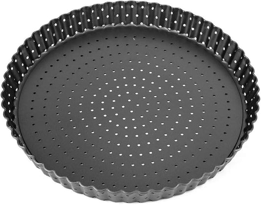 Agatige 9 in Pizza Pan with Holes for Oven, Non-stick Bakeware Pizza Tray Black Pizza Pan with Removable Bottom for Make Kinds of Pizzas or Pies
