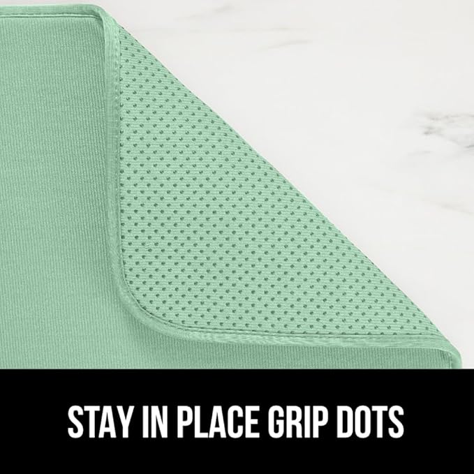GORILLA GRIP Ultra Water Absorbent Microfiber Dish Drying Mat, Quick Dry Thick Mesh, Slip Resistant Pad for Sink Dishes or Under Rack, Kitchen Counter Accessories, 16x18, Machine Wash Mats, Mint