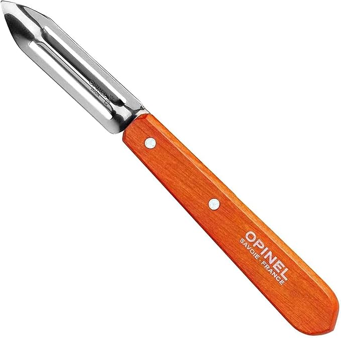 OPINEL Essential No.115 Peeler, Hornbeam Wood Handles, Made in France (Tangerine)