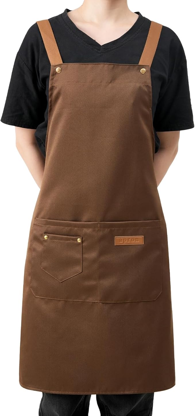 DILLMAN Art Aprons for Men Women Painting Pottery Baking, H Back Straps Waterdrop Kitchen Chef Cooking Apron with Pockets