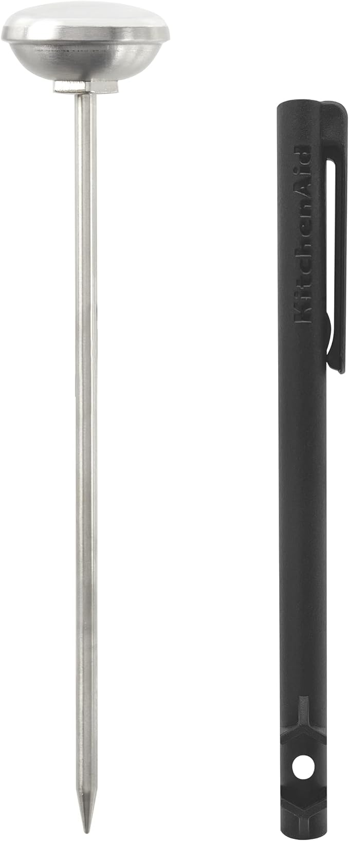 KitchenAid KQ901 Instant Read Food Thermometer for Kitchen or Grill, Temperature Range: 20F to 220F, 1 inch dial, Black