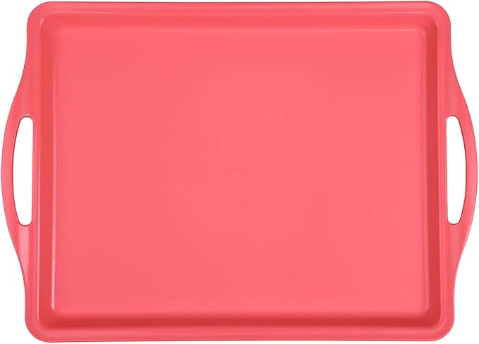Mintra Home Durable Serving Tray (1pk, Salmon) - Platter with Handle 14in, Salmon, (Heavy Duty,Large Capacity Great for Kitchen, Wedding, Restaurant Indoor or Outdoor Picnic Camping
