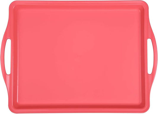 Mintra Home Durable Serving Tray (1pk, Salmon) - Platter with Handle 14in, Salmon, (Heavy Duty,Large Capacity Great for Kitchen, Wedding, Restaurant Indoor or Outdoor Picnic Camping