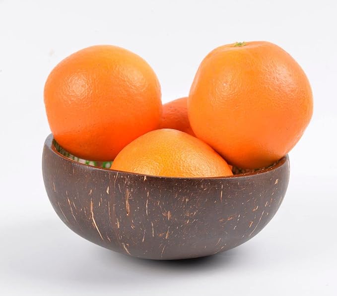 ChezMax Natural Coconut Bowl Mother of Pearl Inlaid Shell Bowls Key Bowl for Entryway Table Candy Container Nuts Holder Fruits & Dry Snack Storage Bowl Round Handcrafted Bowl for Decoration