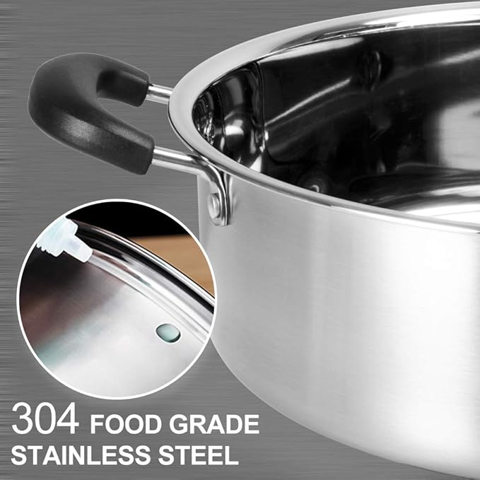 Hot Pot with Divider, Shabu Shabu Hot Pots Food Grade Stainless Steel Chinese Dual Sided Pot Set for Induction Cooktop Gas Stove