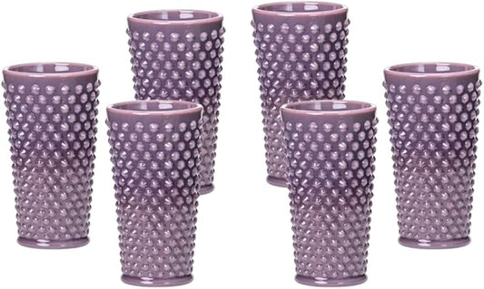 Ice Tea Glass - GiGi Hobnail Pattern - American Made - Mosser Glass USA (6, Eggplant)