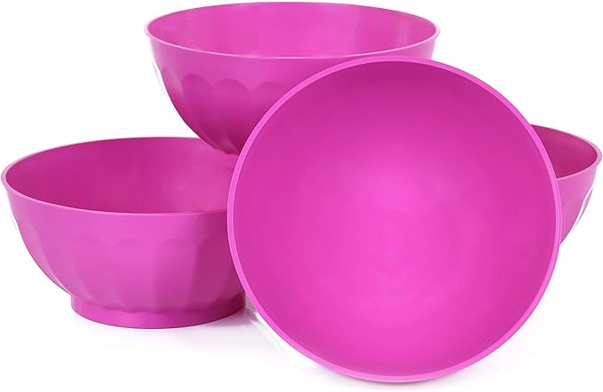 Mintra Unbreakable Plastic Bowl, PURPLE 4pk - Large, 1.8L, 60oz, 7.75inW x 3.25inH - (Part Of A Set) - Salad, Snacks, Breakfast Cereal, Fruit, Popcorn, Soup, Colorful, Shatterproof, BPA Free