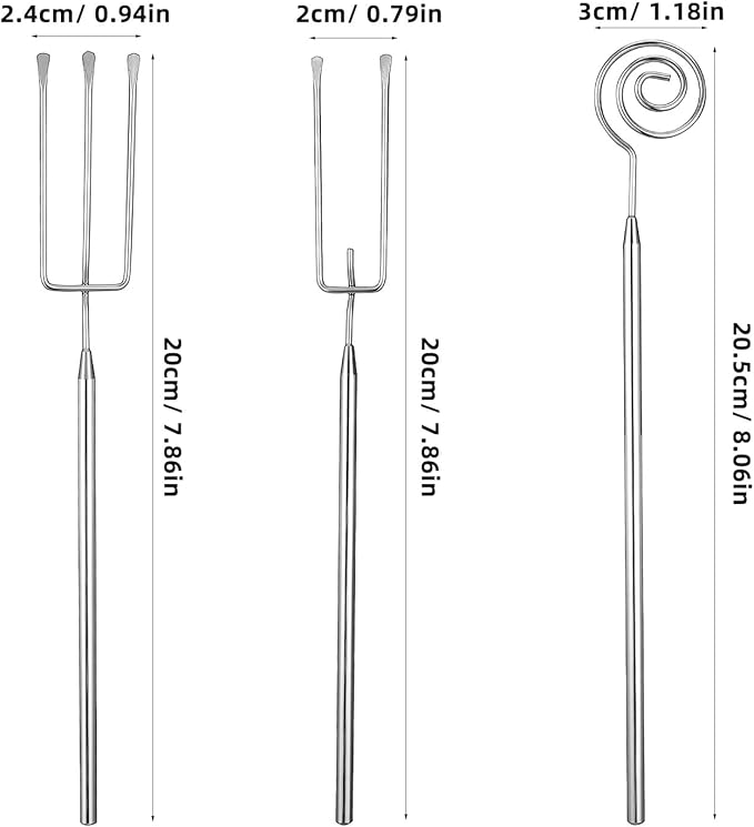 3Pcs Chocolate Dipping Tools, Stainless Steel Truffle Candy Dipping Tools Set, Baking Supplies Stainless Steel Fondue Fork, Cooking Supplie for Home Bakers Dishwasher Safe