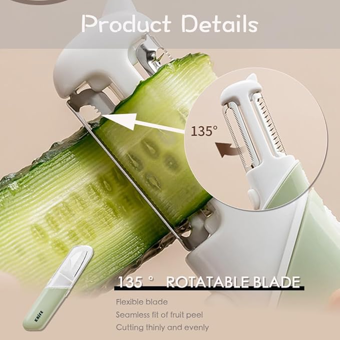 Peeler and Fruit Knife 5-in-1, Portable for Home, Dorm, and Office Use, Foldable with Bottle Opener.