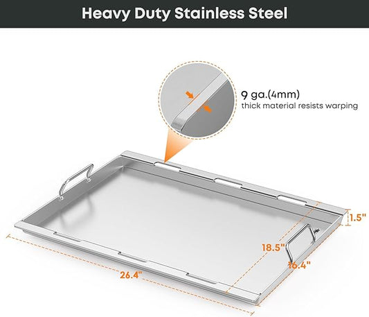 Stanbroil Stainless Steel Flat Top Griddle, Full-Size Griddle Insert for Weber Genesis II and Genesis II LX 300 Series Gas Grill