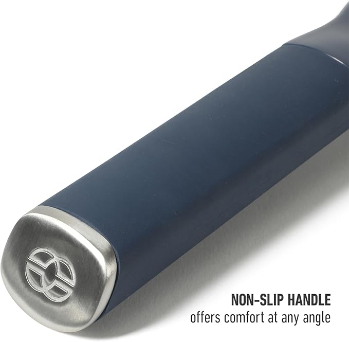 Calphalon Edge 2 Piece Stainless Steel Handheld Cheese Grater and Lemon Zester W/Covers & Rubber Handles - Navy Blue