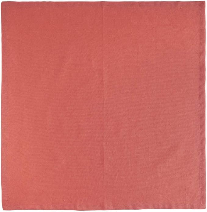 FINGERCRAFT Cloth Napkins Dinner Washable Set of 4 in Cotton Linen Fabric Premium Quality, Mitered Corners for Reusable Every Day Use Pre Shrunk and Good Absorbency Christmas (Pack of 4, Coral)
