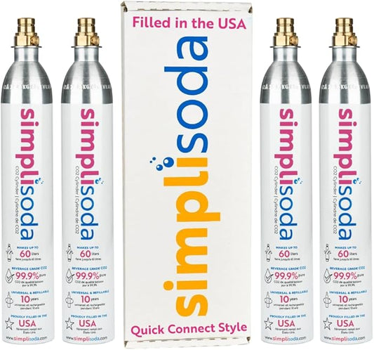60L CO2 Canister Cylinders - Compatible with Sodastream Quick Connect Only [Including ART, TERRA ENSO & DUO] - Soda Streaming Machine CO2 Tanks Gas Refill, | 14.5 oz, Set of 4