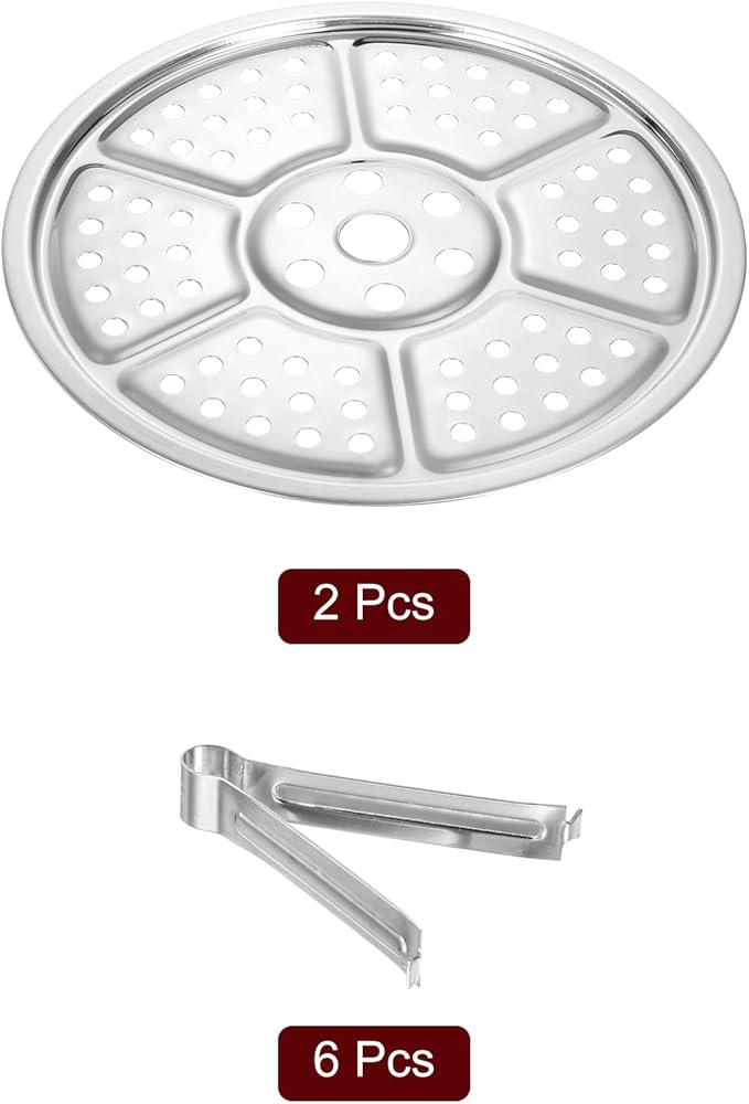 uxcell 2pcs Stainless Steel Steamer Rack with Stand, 7.9 Inches Pot Steaming Tray for Steamer Cookware Instant Pressure Cooker, Silver Tone
