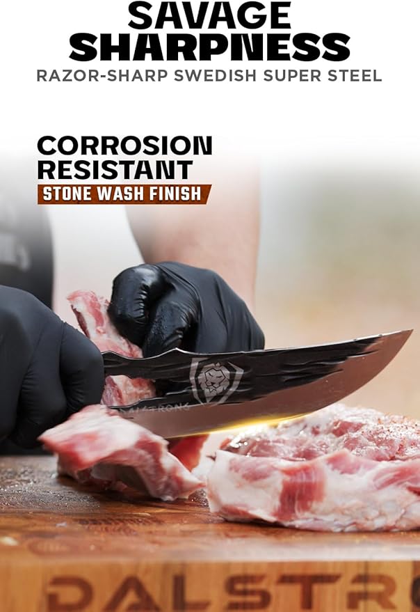 Dalstrong Chef Knife - 8 inch - Barbarian Series - Premium Swedish 14C28N High Carbon Stainless Steel - Black Brown Stabilized Wood Handle - Chef's Knife Kitchen - Sheath Included