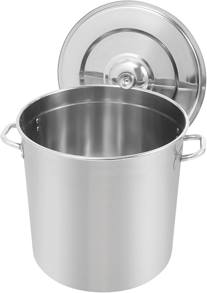 Stainless Steel Stock Pot w/Lid, Commercial Soup Cookware for Home/Restaurant/Hotels, for Stew/Simmering/Soup, Universal Stove Compatible (48L/50.7Qt.)