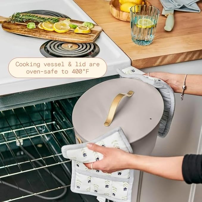 Beautiful 10-in-1, 6-Qt Electric Multi-Cooker | Programmable Touch Display | 7 Presets up to 400 °F | Sear Slow-Cook Steam Rice Warm | Oven-Safe Pot & Lid (Porcini Taupe)