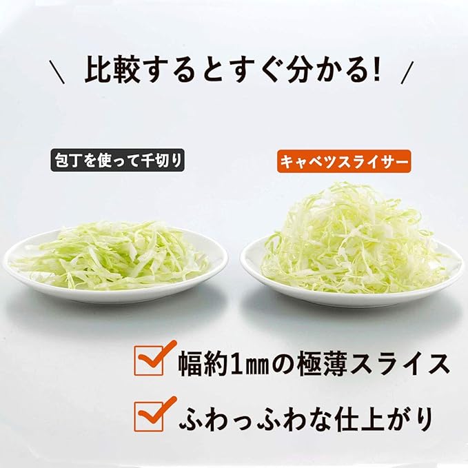Shimomura Katsu Shop 35098 Tsubame Sanjo Cabbage Slicer Smart (Made in Japan) for Ultra-Thin Julienne in Time, Fluffy Julienne 0.04 inch (1 mm) Wide, For 1/4 Cuts, Safety Holder Included