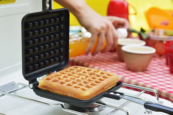 Yoshikawa SJ2275 Waffle Maker, Hot Single, Fluorine Processed, For Gas Fire, Black, 13.6 x 5.6 x 1.3 inches (34.5 x 14.3 x 3.2 cm)