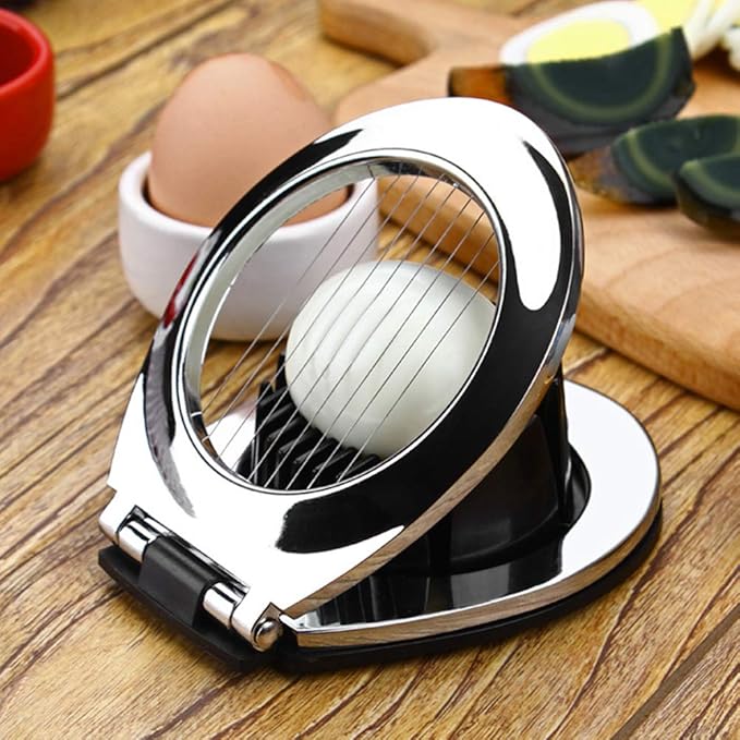 Egg Cutter, Stainless Steel Cutter Wire with 3 Slicing Styles, Manual Egg Slicer Kitchen Helper for Hard Boiled Eggs, Strawberry, Fruit Garnish Slicer, Labor Saving