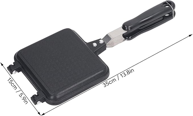 Double Sided Breakfast Sandwich Maker,Anti Stick Sandwich Maker Press Flip Pan,Aluminium Alloy Grilled Cheese Maker,Waffle Pan,Panini Maker Pan,Pie Irons for Camping