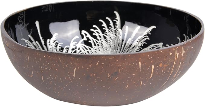 ChezMax Natural Coconut Bowl Mother of Pearl Inlaid Shell Bowls Key Bowl for Entryway Table Candy Container Nuts Holder Fruits & Dry Snack Storage Bowl Round Handcrafted Bowl for Decoration