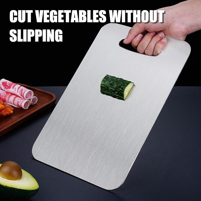 Titanium Cutting Board - 2025 New Upgrade 100% Pure Titanium Cutting Boards for Kitchen Double Sided Titanware Cutting Board,Hygiene Durable Dishwasher Safe Chopping Board(16.1‘’LX10.1‘’W)