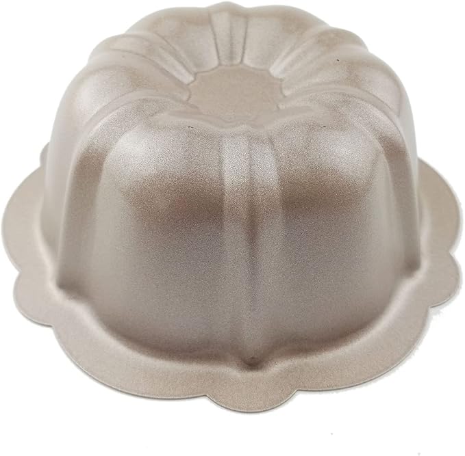 LoveDeal 4 Inch Nonstick Mini Fluted Cake Pan, Set of 4 for Baking, Carbon Steel Fluted Cake Pans, Metal Round Pumpkin Shaped Baking Mould for Cupcake, Muffin, Brownie, Pudding - Gold