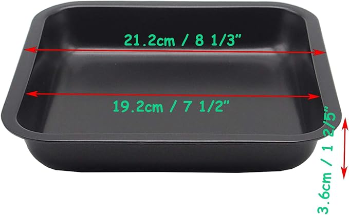 HYTK 2pcs Mini Baking Pans 8 X 8 Inch (Inner 7.5 X 7.5) Square Cake Pan Bread Pan Nonstick Heavy Carbon Steel Bakeware