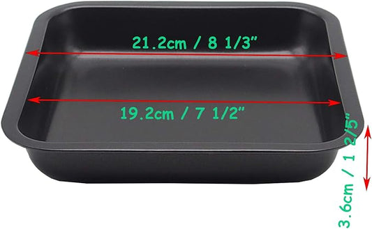 HYTK 2pcs Mini Baking Pans 8 X 8 Inch (Inner 7.5 X 7.5) Square Cake Pan Bread Pan Nonstick Heavy Carbon Steel Bakeware