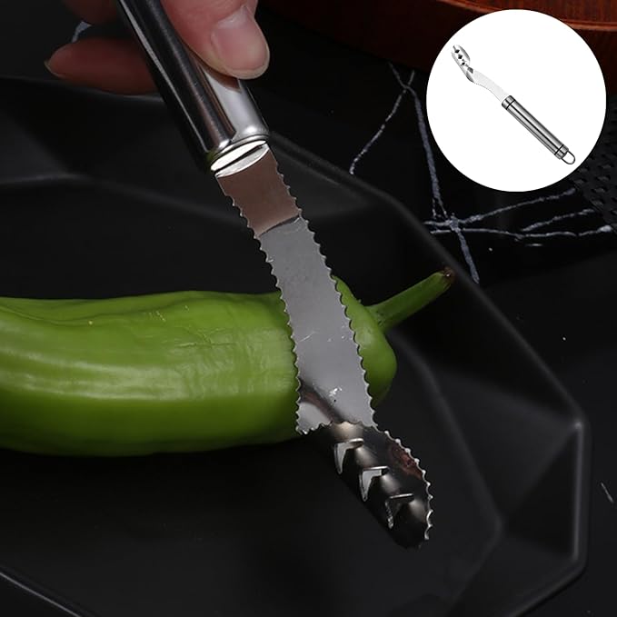 2 Pcs Stainless Steel Jalapeno Corer Tool Pepper Corer Seed Remover Tool, for Cleaning Inside Jalapenos Chilis Peppers