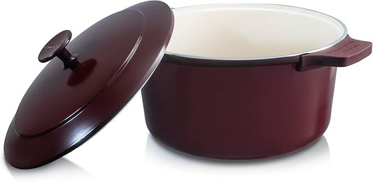 Gotham Steel 5 Qt Lightweight Dutch Oven Pot with Lid & Holders, Ceramic Non Toxic, Oven Safe & Even Heat Retaining Dutch Oven for Bread Baking Sourdough, Soup, Casserole, 70% Lighter than Cast Iron