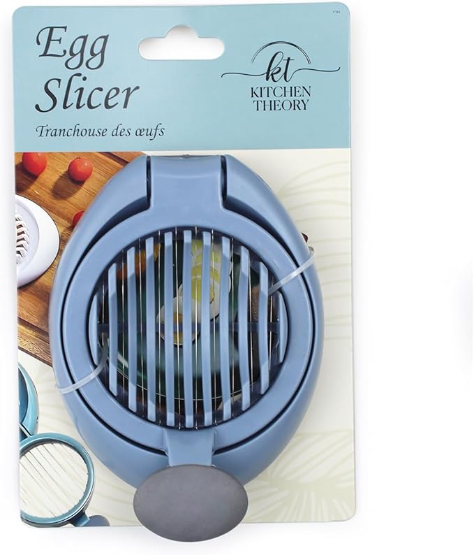 Egg Slicer, Stainless Steel Wire Cutter for Hard-Boiled Eggs, Mushrooms and Fruits Etc., Dishwasher Safe with Easy Grip Handle, BPA Free (Blue)